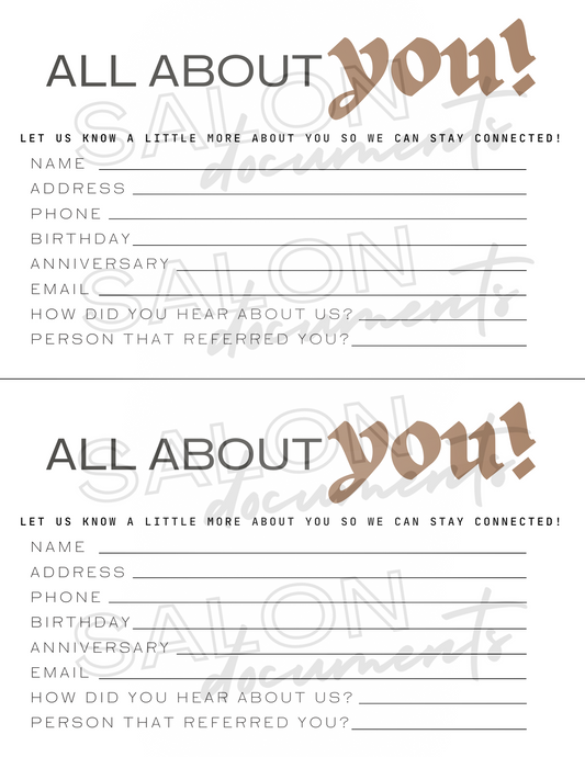 Modern Vibe: Client All About You Form