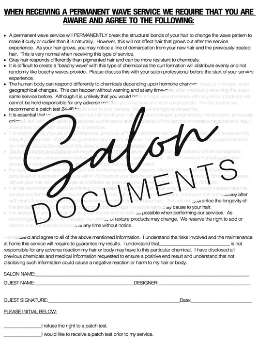 Permanent Wave Release Form