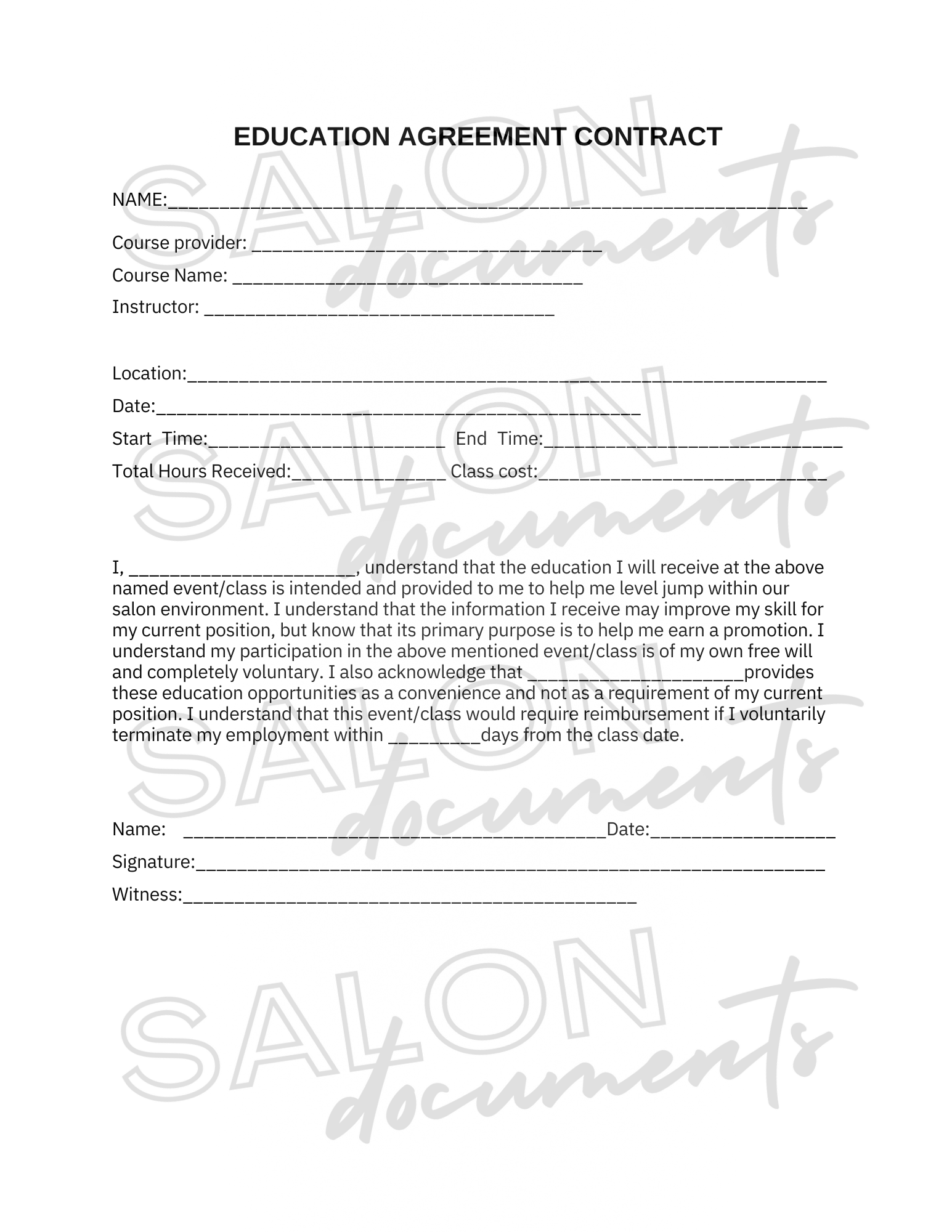 education-agreement-salon-documents